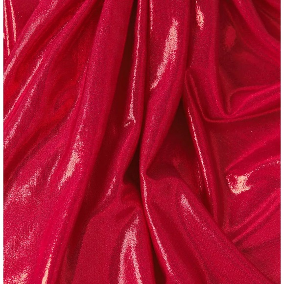 Norma kamali diana dress knee metallic red lame one shoulder NWT XXS - Picture 5 of 9